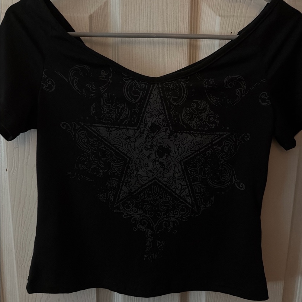 Black Star Print Women's Top